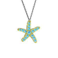 Denizyıldızı Kolye - Akuamarin 925 ayar altın kaplama gümüş kolye (40 cm gümüş rolo zincir) #rxo8e8