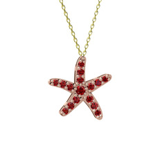 Denizyıldızı Kolye - Garnet 8 ayar rose altın kolye (40 cm gümüş rolo zincir) #skyc6i