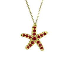 Denizyıldızı Kolye - Garnet 14 ayar altın kolye (40 cm altın rolo zincir) #vr0oek