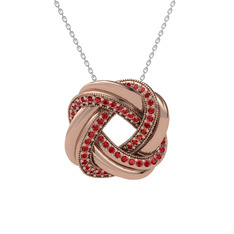 Arvia Kolye - Garnet 14 ayar rose altın kolye (40 cm beyaz altın rolo zincir) #10jwwy5