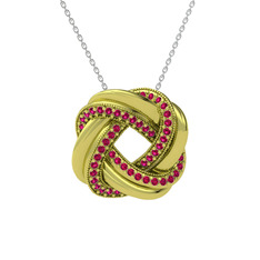 Arvia Kolye - Rodolit garnet 8 ayar altın kolye (40 cm beyaz altın rolo zincir) #12qswvf