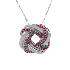 Arvia Kolye - Rodolit garnet 14 ayar beyaz altın kolye (40 cm beyaz altın rolo zincir) #14iyvzk