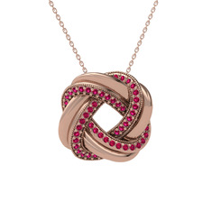 Arvia Kolye - Rodolit garnet 14 ayar rose altın kolye (40 cm rose altın rolo zincir) #16kekvx