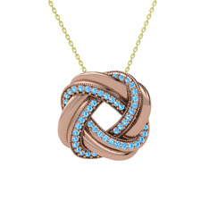 Akuamarin 8 ayar rose altın kolye (40 cm altın rolo zincir)