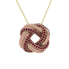 Kök yakut 8 ayar rose altın kolye (40 cm altın rolo zincir)