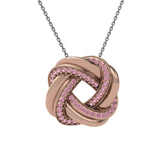 Arvia Kolye - Pembe kuvars 14 ayar rose altın kolye (40 cm gümüş rolo zincir) #17i756q