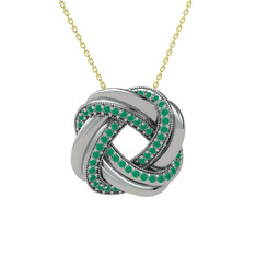 Arvia Kolye - Kök zümrüt 8 ayar beyaz altın kolye (40 cm altın rolo zincir) #18eb7hs