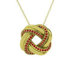 Garnet 18 ayar altın kolye (40 cm gümüş rolo zincir)