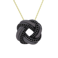Arvia Kolye - Siyah zirkon 925 ayar siyah rodyum kaplama gümüş kolye (40 cm altın rolo zincir) #1bvhqjg