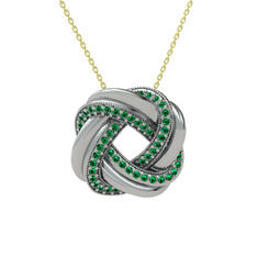 Arvia Kolye - Yeşil kuvars 14 ayar beyaz altın kolye (40 cm altın rolo zincir) #1ejm9il