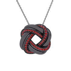 Arvia Kolye - Garnet 925 ayar siyah rodyum kaplama gümüş kolye (40 cm gümüş rolo zincir) #1ewtp4c