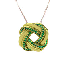 Arvia Kolye - Yeşil kuvars 14 ayar altın kolye (40 cm gümüş rolo zincir) #1g06mkj