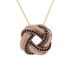 Siyah zirkon 14 ayar rose altın kolye (40 cm altın rolo zincir)