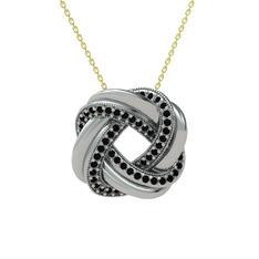 Arvia Kolye - Siyah zirkon 8 ayar beyaz altın kolye (40 cm gümüş rolo zincir) #1laeqx6