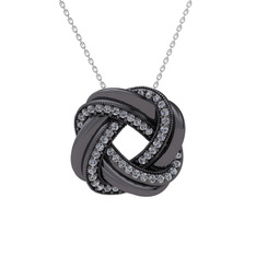 Arvia Kolye - Pırlanta 925 ayar siyah rodyum kaplama gümüş kolye (0.539 karat, 40 cm gümüş rolo zincir) #1m3x30x