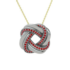 Arvia Kolye - Garnet 18 ayar beyaz altın kolye (40 cm gümüş rolo zincir) #1m6rrsn