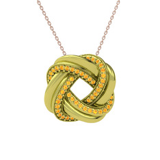 Arvia Kolye - Sitrin 18 ayar altın kolye (40 cm rose altın rolo zincir) #1m7exi