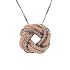 Arvia Kolye - Beyaz zirkon 8 ayar rose altın kolye (40 cm gümüş rolo zincir) #1m9vf13