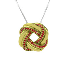 Arvia Kolye - Garnet 18 ayar altın kolye (40 cm gümüş rolo zincir) #1mv21sg