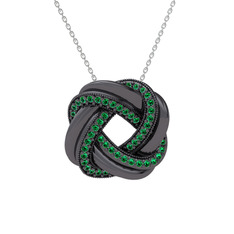Arvia Kolye - Yeşil kuvars 925 ayar siyah rodyum kaplama gümüş kolye (40 cm gümüş rolo zincir) #1o4f3vd