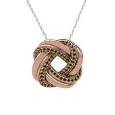Peridot 18 ayar rose altın kolye (40 cm beyaz altın rolo zincir)