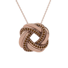 Arvia Kolye - Dumanlı kuvars 925 ayar rose altın kaplama gümüş kolye (40 cm rose altın rolo zincir) #1pw006t