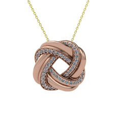 Pırlanta 925 ayar rose altın kaplama gümüş kolye (0.539 karat, 40 cm gümüş rolo zincir)