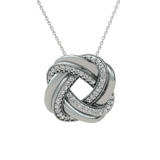 Swarovski 18 ayar beyaz altın kolye (40 cm beyaz altın rolo zincir)