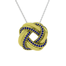 Arvia Kolye - Lab safir 925 ayar altın kaplama gümüş kolye (40 cm beyaz altın rolo zincir) #1xnsq3o