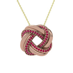 Rodolit garnet 8 ayar rose altın kolye (40 cm altın rolo zincir)