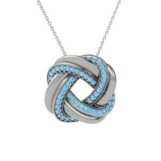 Arvia Kolye - Akuamarin 8 ayar beyaz altın kolye (40 cm beyaz altın rolo zincir) #1yctgxk