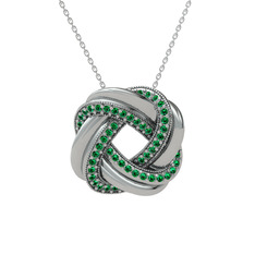 Arvia Kolye - Yeşil kuvars 925 ayar gümüş kolye (40 cm beyaz altın rolo zincir) #1yv75ay