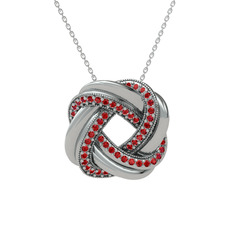 Garnet 14 ayar beyaz altın kolye (40 cm beyaz altın rolo zincir)