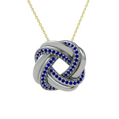 Arvia Kolye - Lab safir 8 ayar beyaz altın kolye (40 cm altın rolo zincir) #2q7yzx