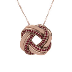 Arvia Kolye - Kök yakut 925 ayar rose altın kaplama gümüş kolye (40 cm rose altın rolo zincir) #4n7jgp