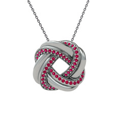 Arvia Kolye - Rodolit garnet 18 ayar beyaz altın kolye (40 cm gümüş rolo zincir) #54bq8q