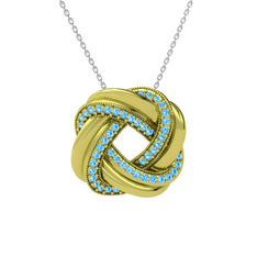 Arvia Kolye - Akuamarin 14 ayar altın kolye (40 cm beyaz altın rolo zincir) #56jo60