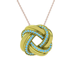 Arvia Kolye - Akuamarin 8 ayar altın kolye (40 cm rose altın rolo zincir) #5nybhn