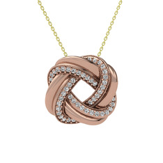 Swarovski 18 ayar rose altın kolye (40 cm altın rolo zincir)