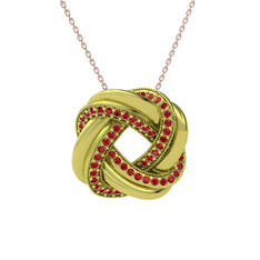 Arvia Kolye - Garnet 14 ayar altın kolye (40 cm rose altın rolo zincir) #621zw6