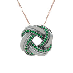 Arvia Kolye - Yeşil kuvars 925 ayar gümüş kolye (40 cm rose altın rolo zincir) #6xk90