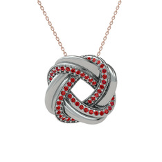 Arvia Kolye - Garnet 925 ayar gümüş kolye (40 cm rose altın rolo zincir) #6yx01r