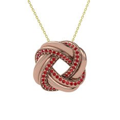 Arvia Kolye - Garnet 14 ayar rose altın kolye (40 cm altın rolo zincir) #8a6age