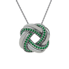 Arvia Kolye - Yeşil kuvars 8 ayar beyaz altın kolye (40 cm gümüş rolo zincir) #9swl2t