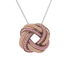 Pembe kuvars 925 ayar rose altın kaplama gümüş kolye (40 cm gümüş rolo zincir)