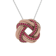 Arvia Kolye - Rodolit garnet 925 ayar rose altın kaplama gümüş kolye (40 cm beyaz altın rolo zincir) #a1prp