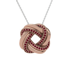 Arvia Kolye - Kök yakut 8 ayar rose altın kolye (40 cm gümüş rolo zincir) #ae50yf