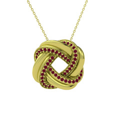 Arvia Kolye - Kök yakut 14 ayar altın kolye (40 cm gümüş rolo zincir) #asqrri