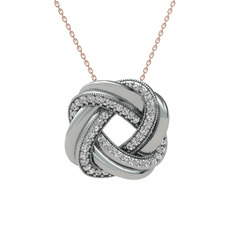 Swarovski 8 ayar beyaz altın kolye (40 cm rose altın rolo zincir)