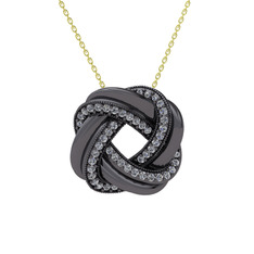 Arvia Kolye - Pırlanta 925 ayar siyah rodyum kaplama gümüş kolye (0.539 karat, 40 cm altın rolo zincir) #b9x2oe